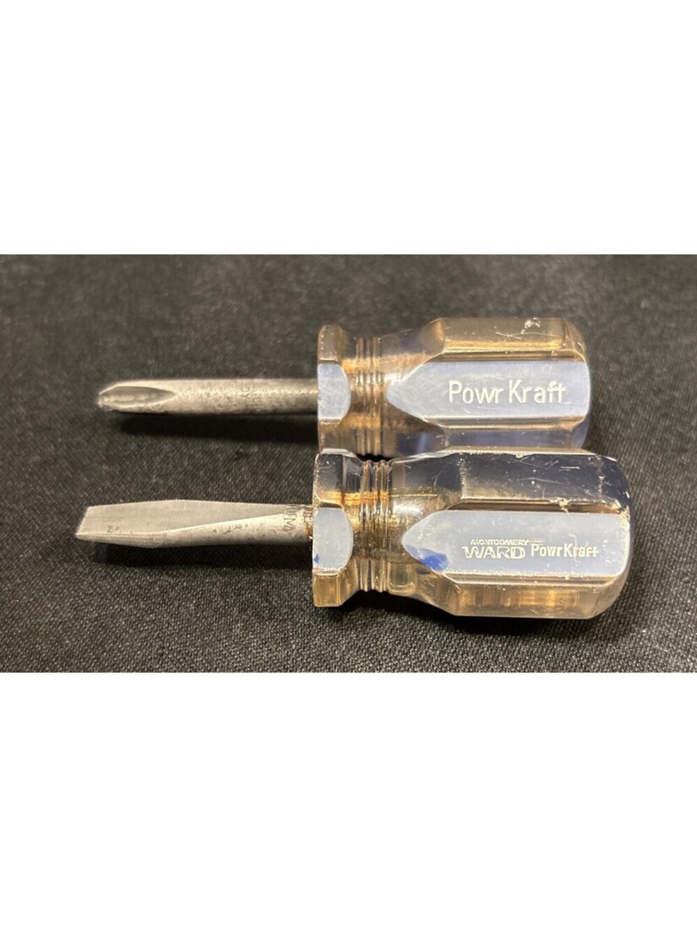 2 Pieces Set Vintage POWR-KRAFT Montgomery Ward Stubby Flat /Philip Screwdrivers